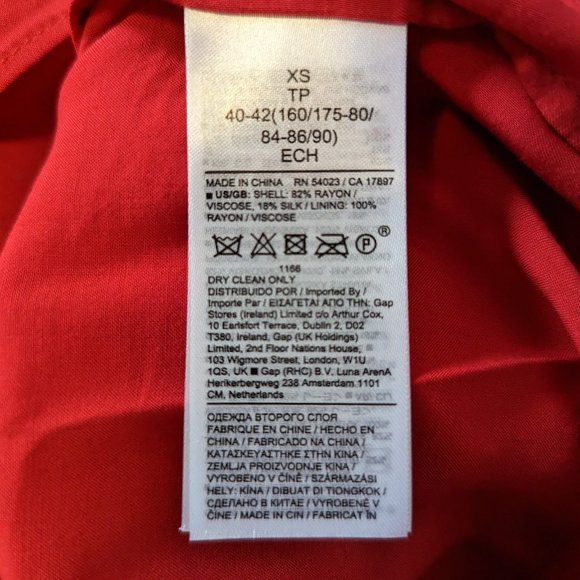 Banana Republic Crinkle Shirtdress with Silk in Red Sunset XS - Picture 8 of 12